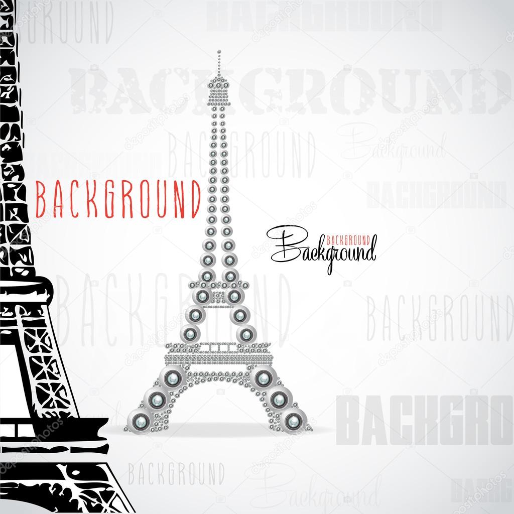 White eiffel tower made from webcam. Vector illustration