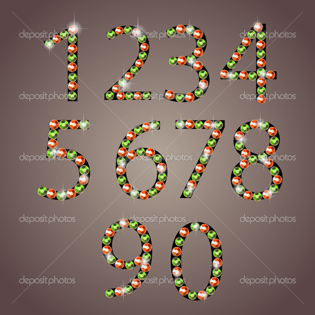 Diamond numbers set vector illustration