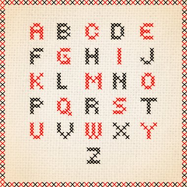 Cross stitch vector alphabet clipart