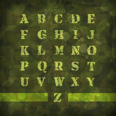 Military Vintage Alphabet vector illustration clipart