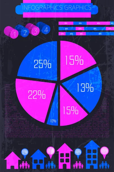 Retro Infographics Set Världskarta Och Informationsgrafik — Stock vektor