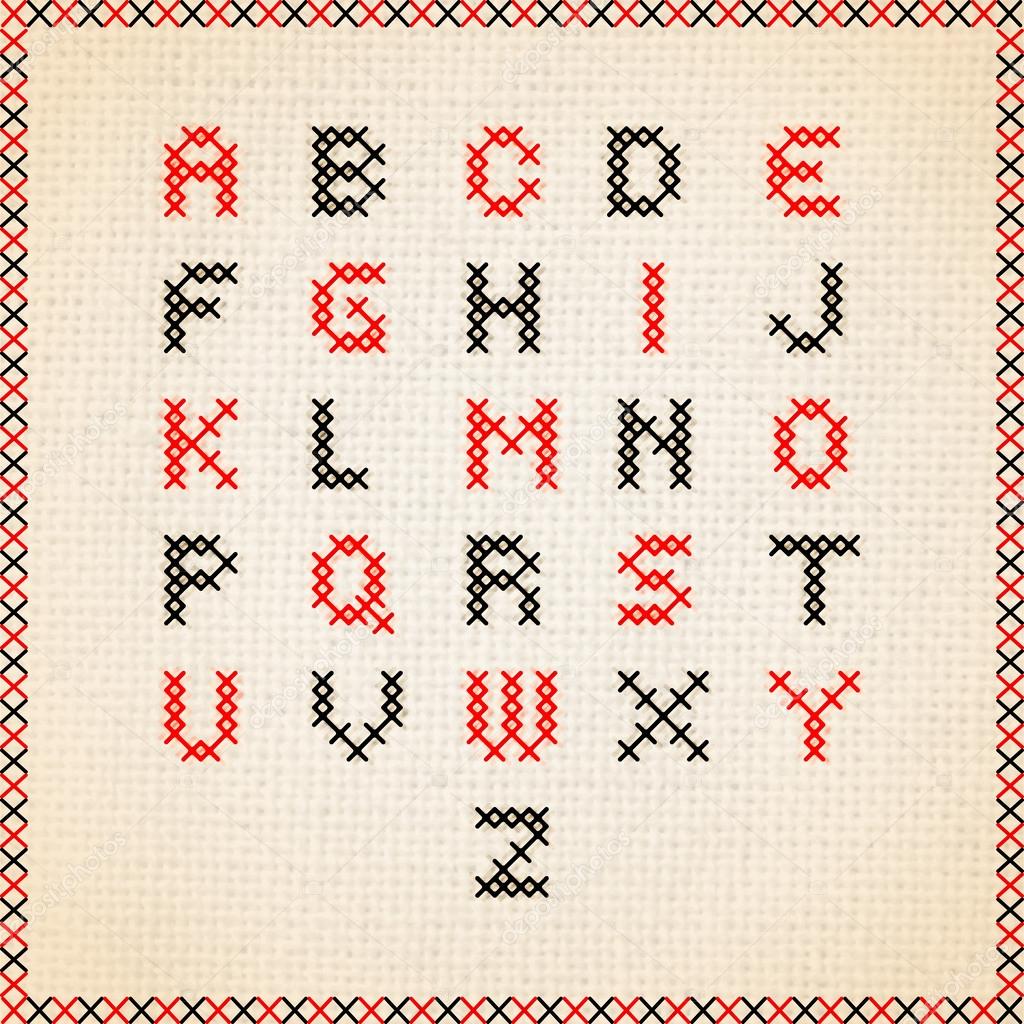 Cross stitch vector alphabet