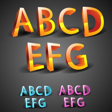 glowing Alphabet vector illustration clipart