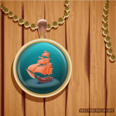 Pendant with ship illustration clipart