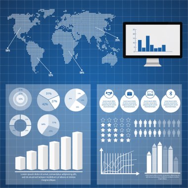 Retro infographics set. World Map and Information Graphics clipart