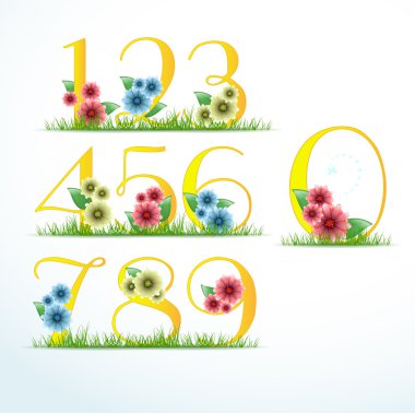 Set of numbers in floral style
