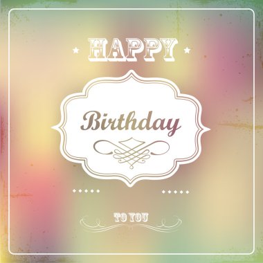 Vintage retro happy birthday card clipart