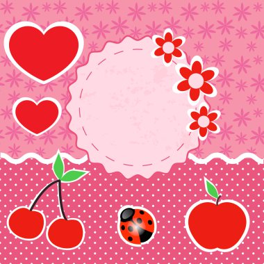 Vector set of pink frames with hearts. clipart