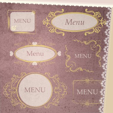 Vector set of vintage frames. clipart