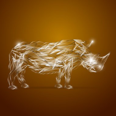 Abstract glass rhino, vector illustration clipart