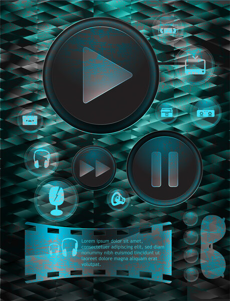 Set of vector media player buttons.