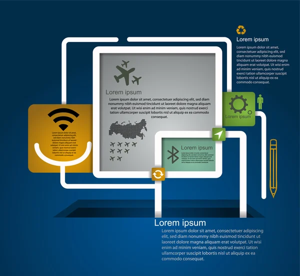 Kit Infographie Rétro Carte Monde Graphiques Information — Image vectorielle