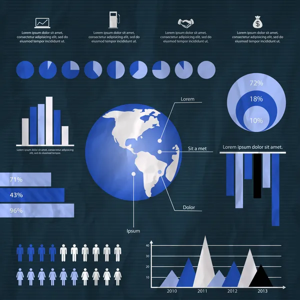 Retro Infographics Set Världskarta Och Informationsgrafik — Stock vektor