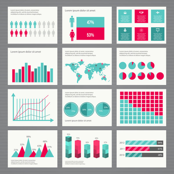 Retro infographics set. World Map and Information Graphics
