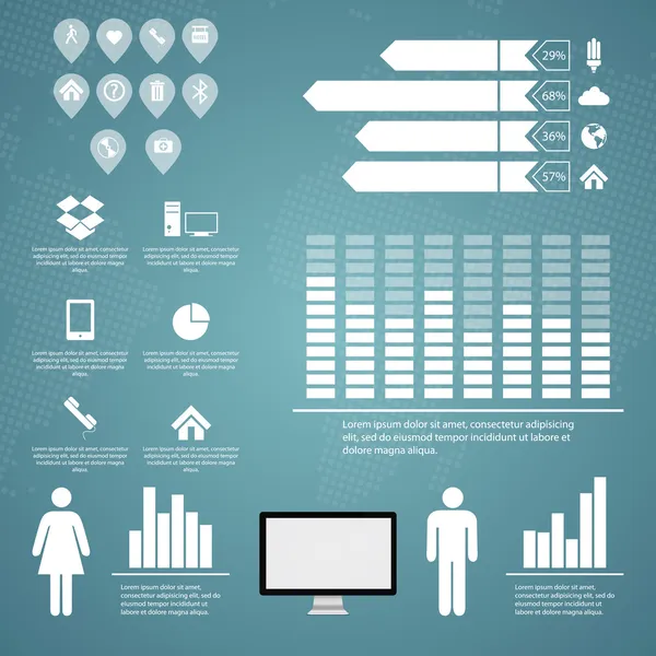 Retro Zestaw Infografik Mapa Świata Grafika Informacyjna — Wektor stockowy