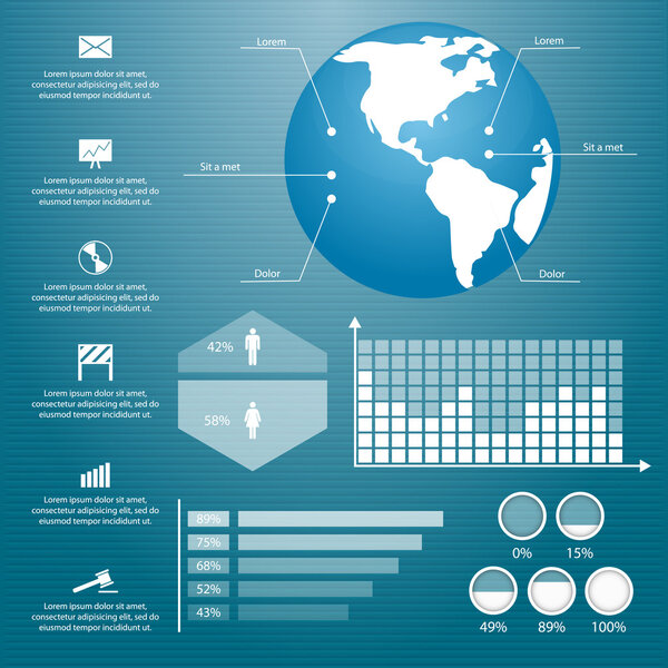 Retro infographics set. World Map and Information Graphics