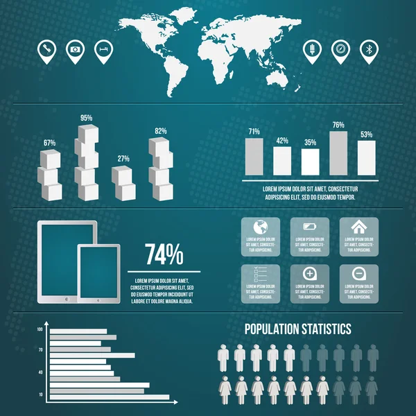 Infográficos Com Uma População — Vetor de Stock