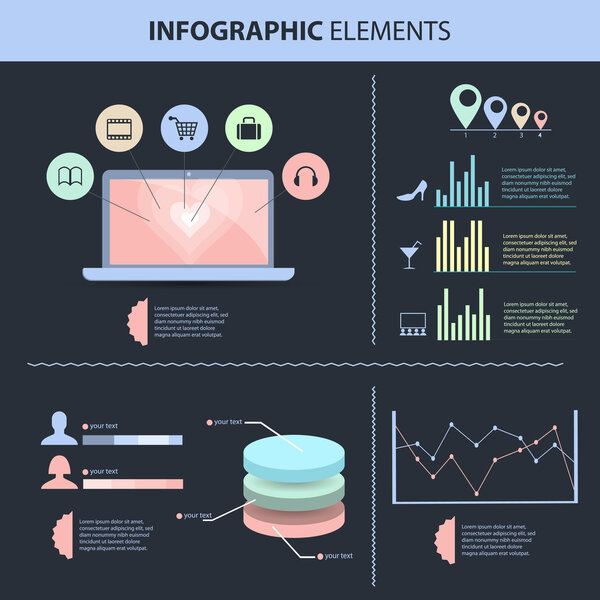 Retro infographics set. World Map and Information Graphics
