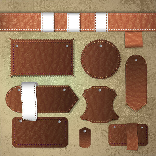 Leather labels collection. vector illustration