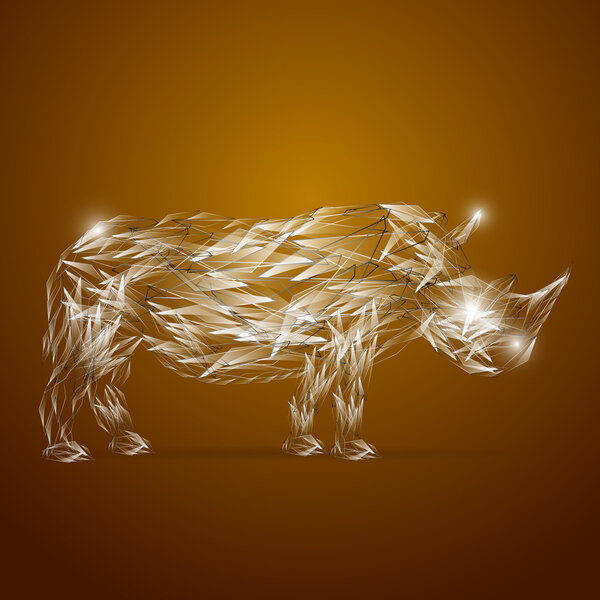 Abstract glass rhino, vector illustration