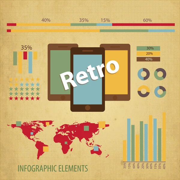 Retro Infographics Set Mapa Světa Informační Grafika Royalty Free Stock Vektory