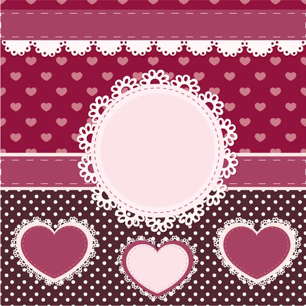 Векторный Набор Розовых Рам Сердцами — стоковый вектор