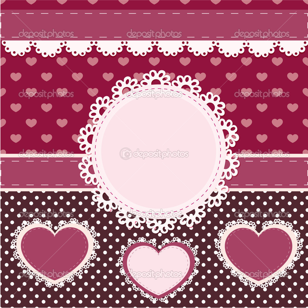 Vector set of pink frames with hearts.