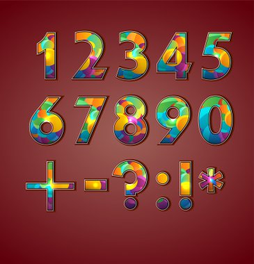 Vector coloful set of numbers clipart