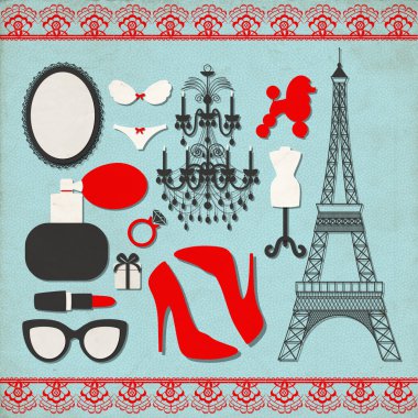 Vector set of various icons about france clipart