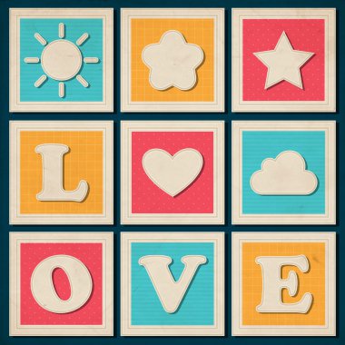 Set of vintage vector love background clipart