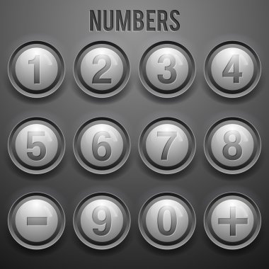 Vector set of number buttons clipart