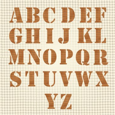 eski grunge ahşap alfabe, vektör set