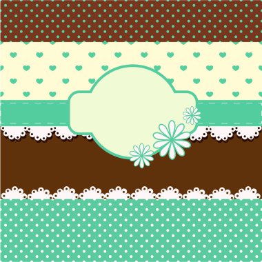 Vintage vector background with hearts clipart
