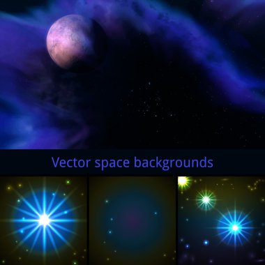 Vector space backgrounds set clipart