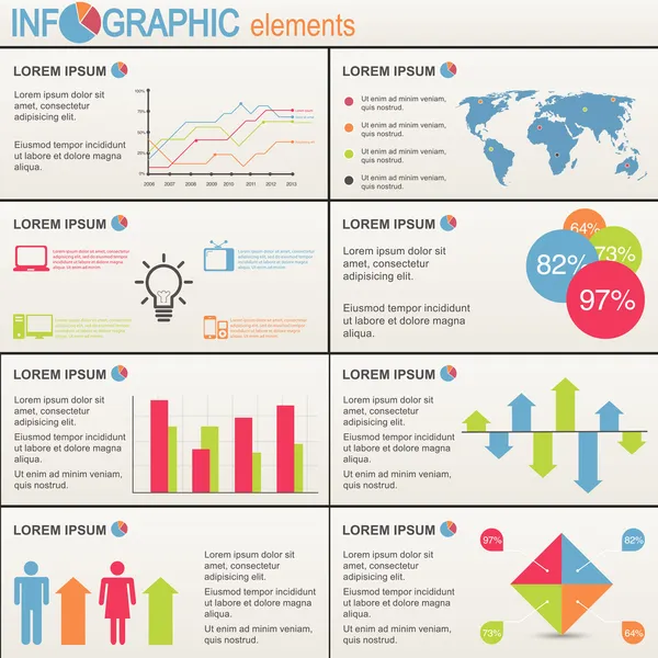 Zestaw Elementów Infografiki Świat Grafiki Mapy Informacje — Wektor stockowy
