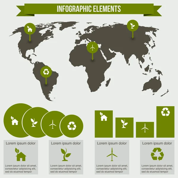 Sammlung Von Ökologie Infografiken Diagrammen Symbolen Grafiken — Stockvektor