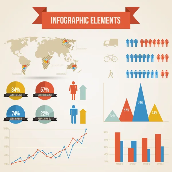 Infografías Con Una Población — Vector de stock