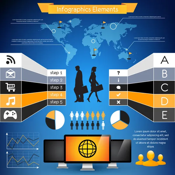 Conjunto Elementos Infográficos —  Vetores de Stock