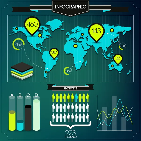 Conjunto Elementos Infográficos — Vetor de Stock