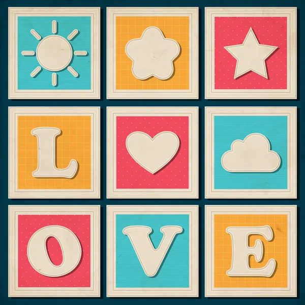 Set Vintage Vector Love Background — Stock Vector