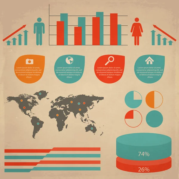 Insieme Vettoriale Elementi Infografici — Vettoriale Stock