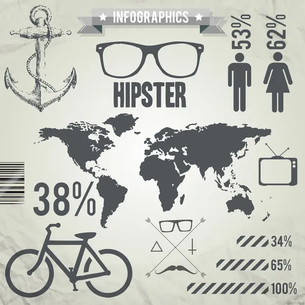 Definir Elementos Hipsters Infográficos — Vetor de Stock