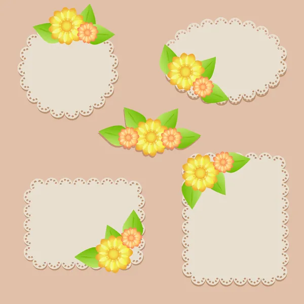 Set Flora Frames Vector — Stock Vector