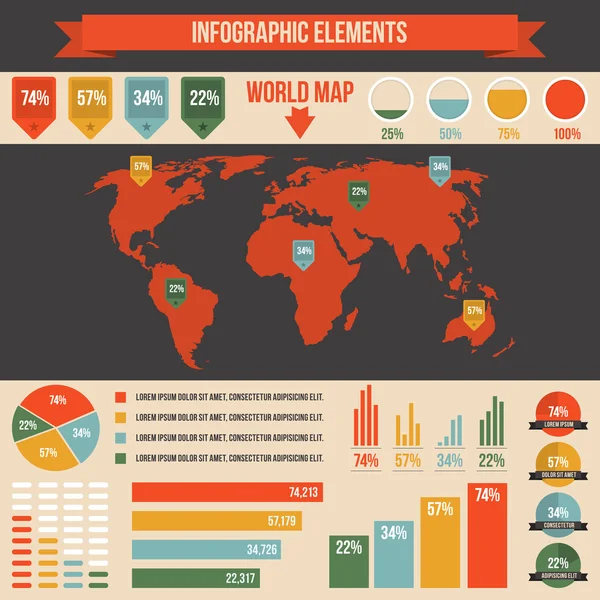 Conjunto Elementos Infográficos Gráficos Vetores