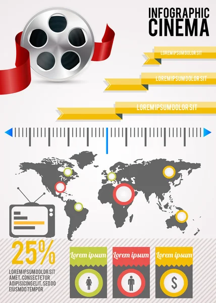 Set Cinema Infographic Elementen Rechtenvrije Stockvectors