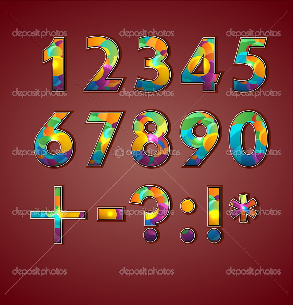 Vector coloful set of numbers