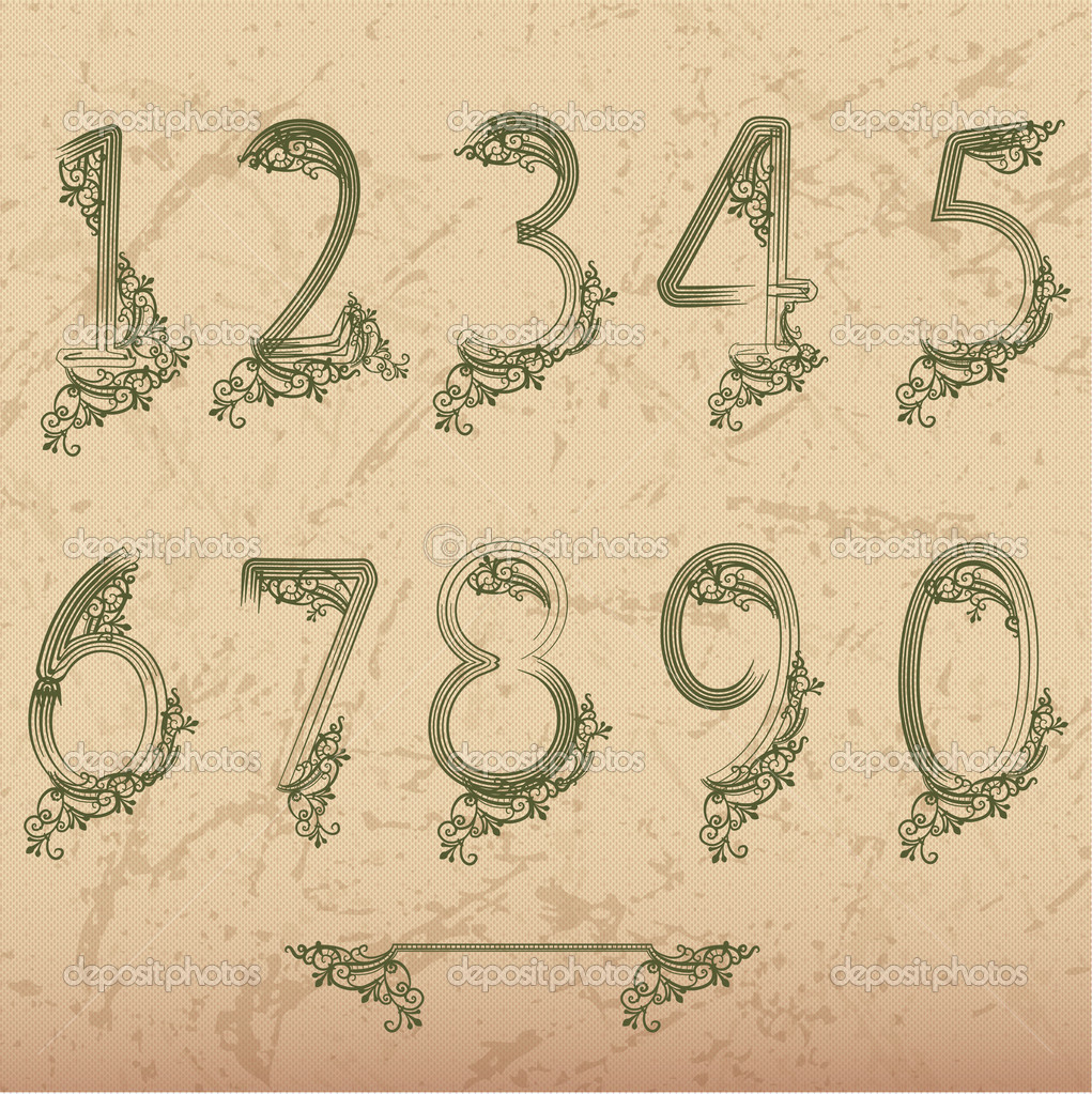 Set of vector numbers flora