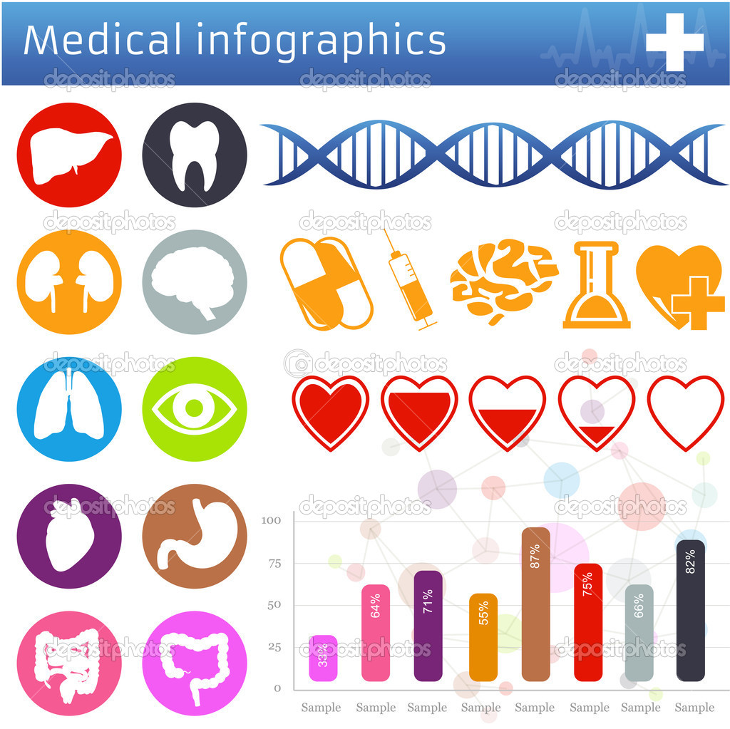 Medical icons and symbols vector set isolated on white