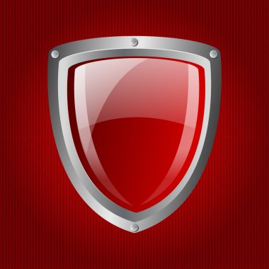 Vector red metallic shield clipart