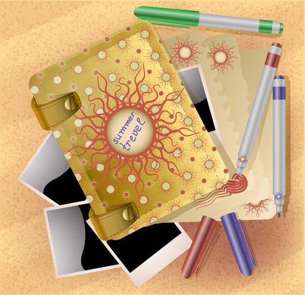 Путевой блокнот, векторная иллюстрация
